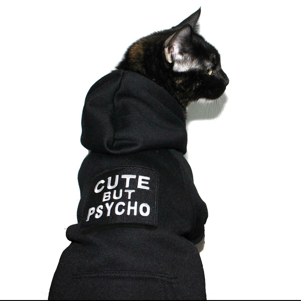 🐾 Cute but Psycho Black & White Prt Hoodie for Dogs / Cats